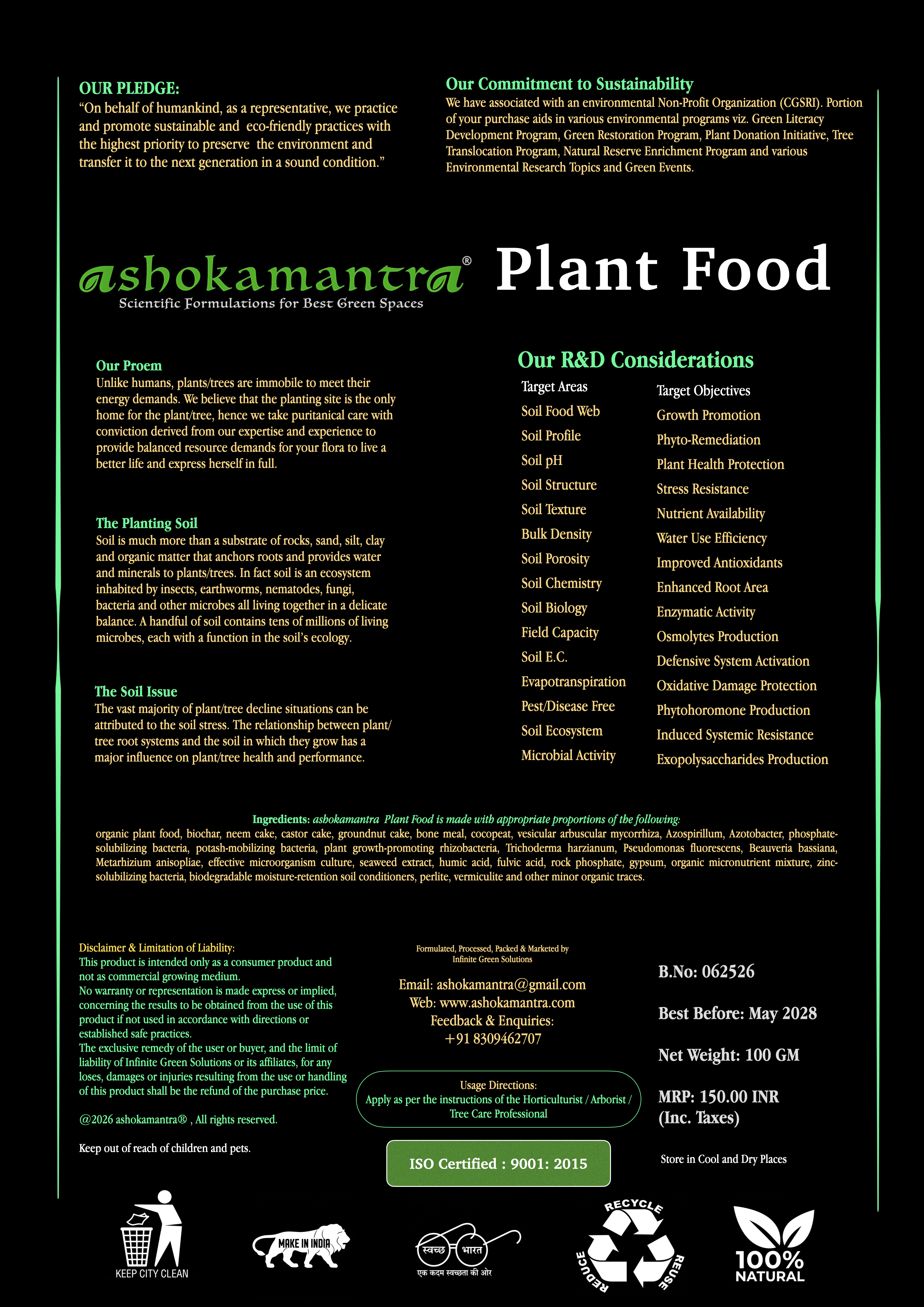 Plant Food back label