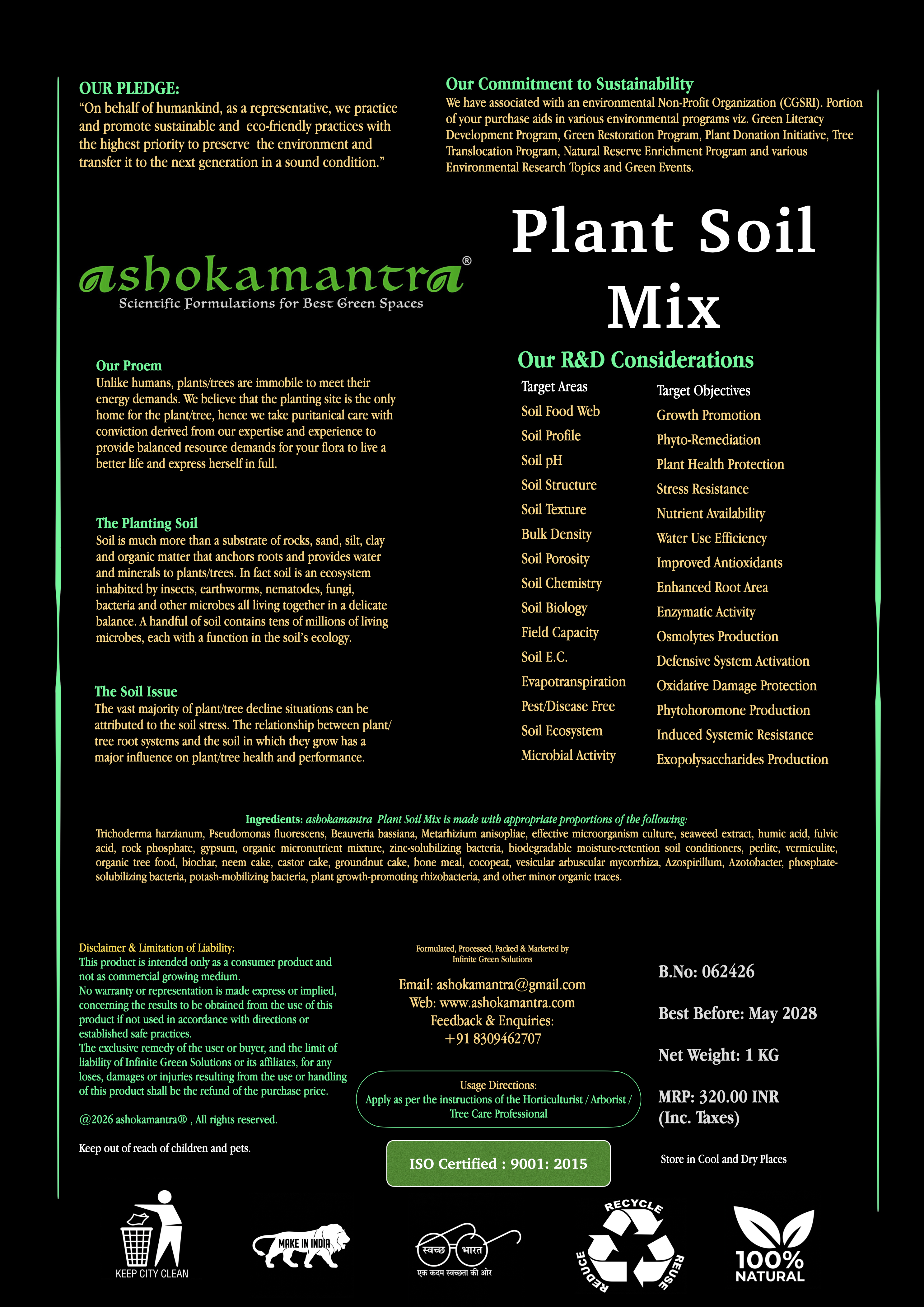 Plant Soil Mix back label